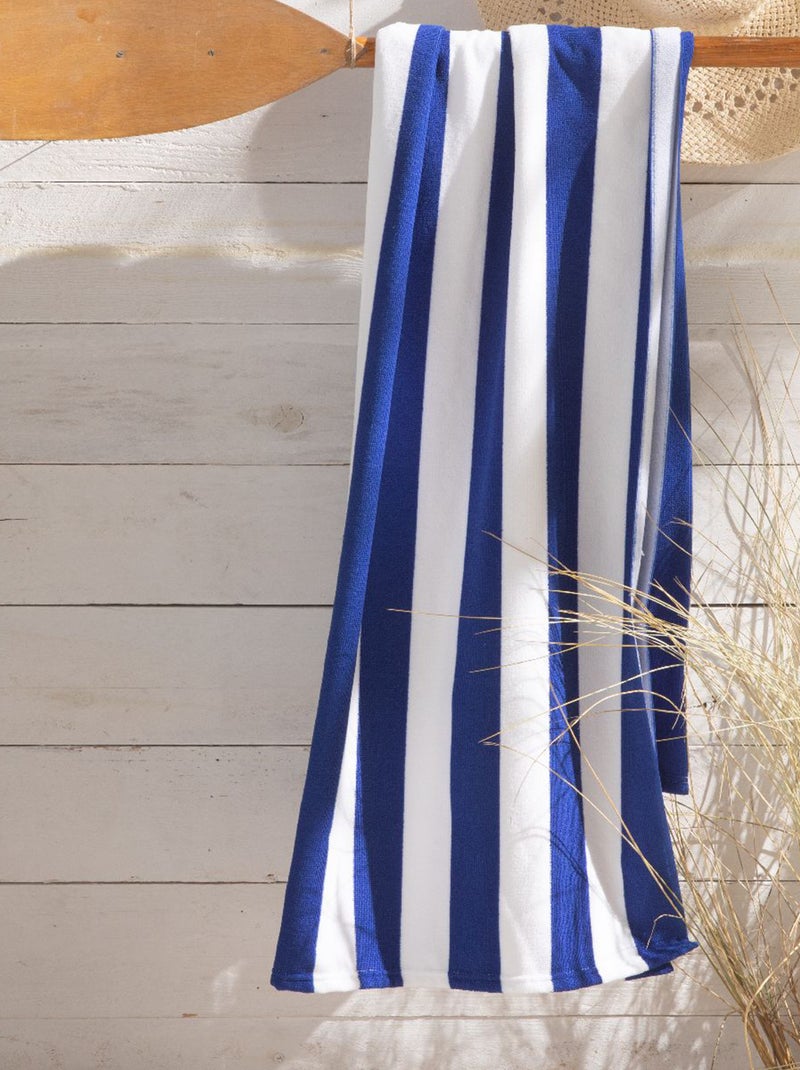 Serviette de plage rayée bleu - Kiabi