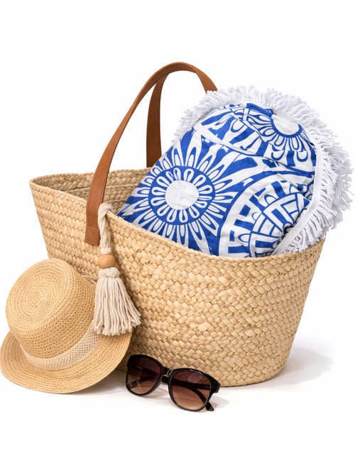 Serviette de plage ronde épaisse AIMEE - Kiabi