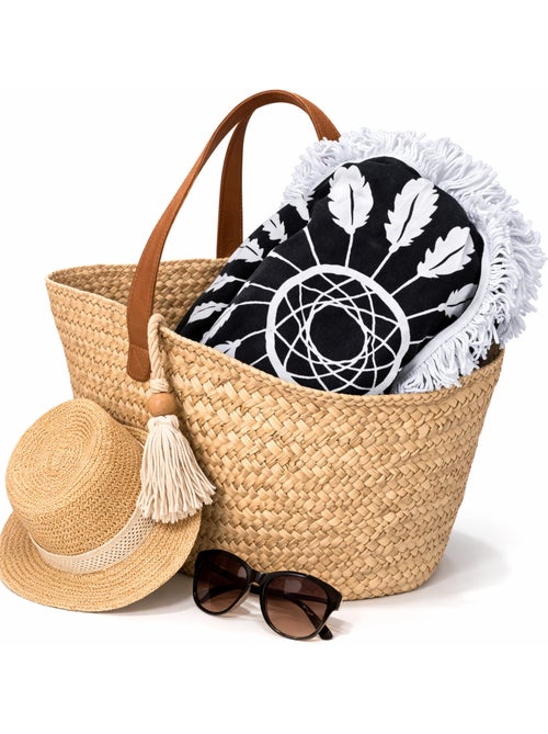 Serviette de plage ronde épaisse ALEXINE - Kiabi Serviette de plage ronde épaisse ALEXINE - Kiabi