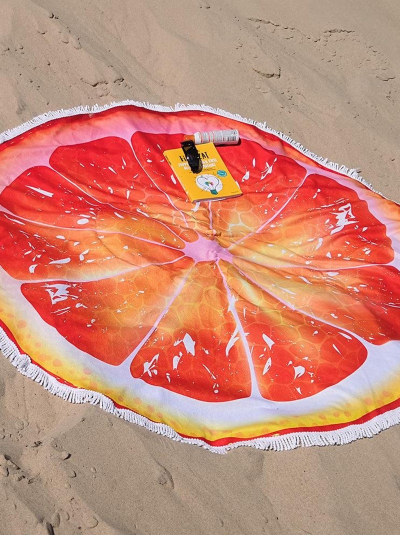 Serviette de plage ronde épaisse ANGELE Rose - Kiabi