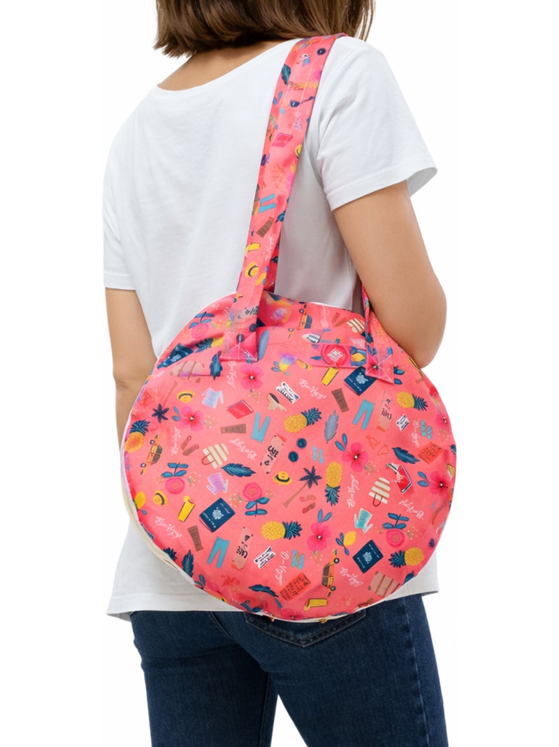 Serviette de plage ronde épaisse ANGELE Rose - Kiabi