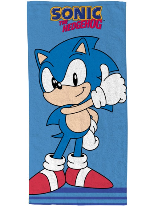 Serviette de plage Sonic classique 70x140 cm - 100% Polyester - Bleu - Kiabi Serviette de plage Sonic classique 70x140 cm - 100% Polyester - Bleu - Kiabi
