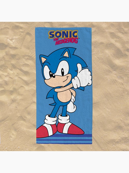 Serviette de plage Sonic classique 70x140 cm - 100% Polyester - Bleu - Kiabi Serviette de plage Sonic classique 70x140 cm - 100% Polyester - Bleu - Kiabi