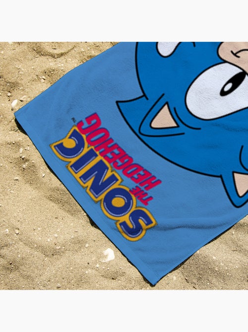 Serviette de plage Sonic classique 70x140 cm - 100% Polyester - Bleu - Kiabi Serviette de plage Sonic classique 70x140 cm - 100% Polyester - Bleu - Kiabi