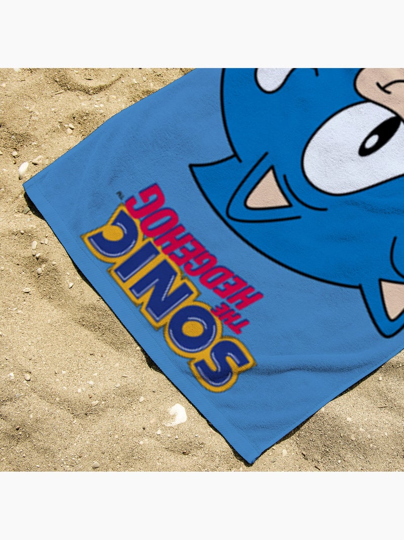 Serviette de plage Sonic classique 70x140 cm - 100% Polyester - Bleu Bleu - Kiabi