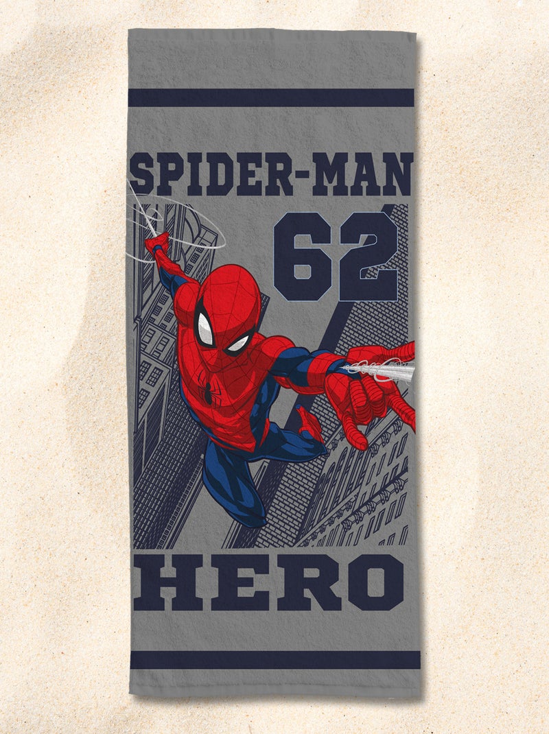 Serviette de plage Spiderman Hero  75x150 cm - 100% Coton - Gris Gris - Kiabi