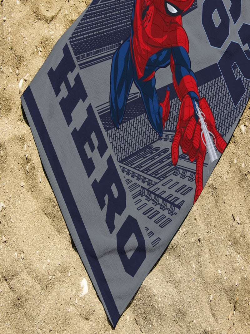 Serviette de plage Spiderman Hero  75x150 cm - 100% Coton - Gris Gris - Kiabi