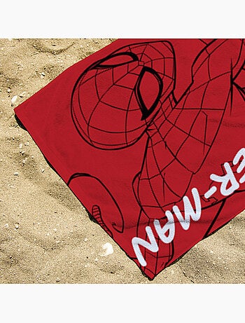 Serviette de plage Spiderman Super-Héros Action 70x140 cm - 100% Polyester - Rouge