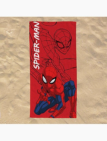Serviette de plage Spiderman Super-Héros Action 70x140 cm - 100% Polyester - Rouge