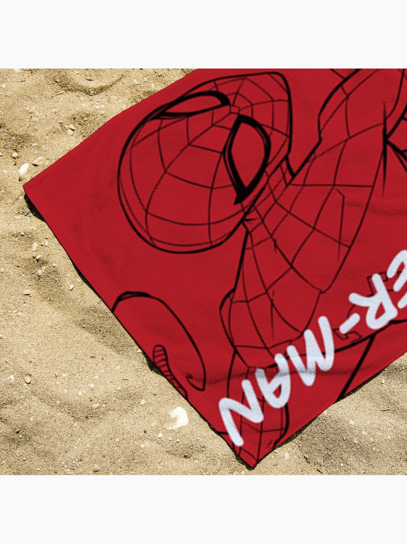 Serviette de plage Spiderman Super-Héros Action 70x140 cm - 100% Polyester - Rouge Rouge - Kiabi