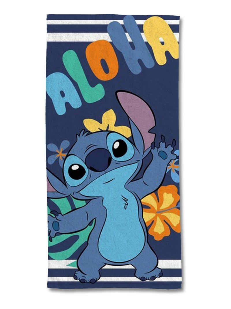 Serviette de plage Stitch Aloha 75x150 cm - 100% Coton - Bleu Bleu - Kiabi