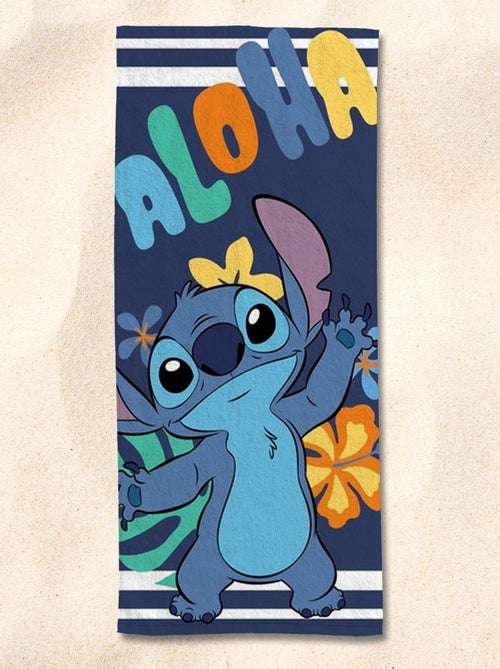 Serviette de plage Stitch Aloha 75x150 cm - 100% Coton - Bleu - Kiabi
