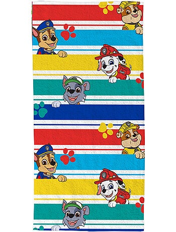 Serviette de plage Team Pat Patrouille 70x140 cm - 100% Polyester - Blanc
