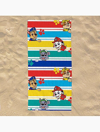 Serviette de plage Team Pat Patrouille 70x140 cm - 100% Polyester - Blanc
