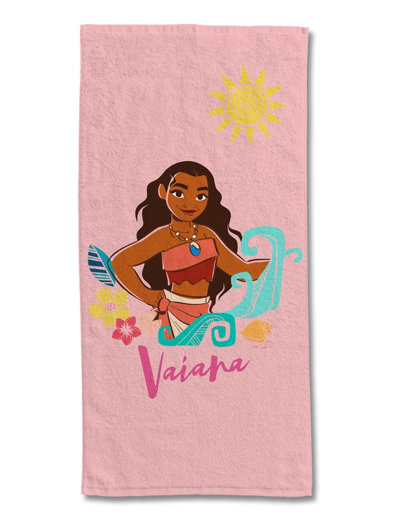 Serviette de plage Vaiana 75x150 cm - 100% Coton - Rose Rose - Kiabi