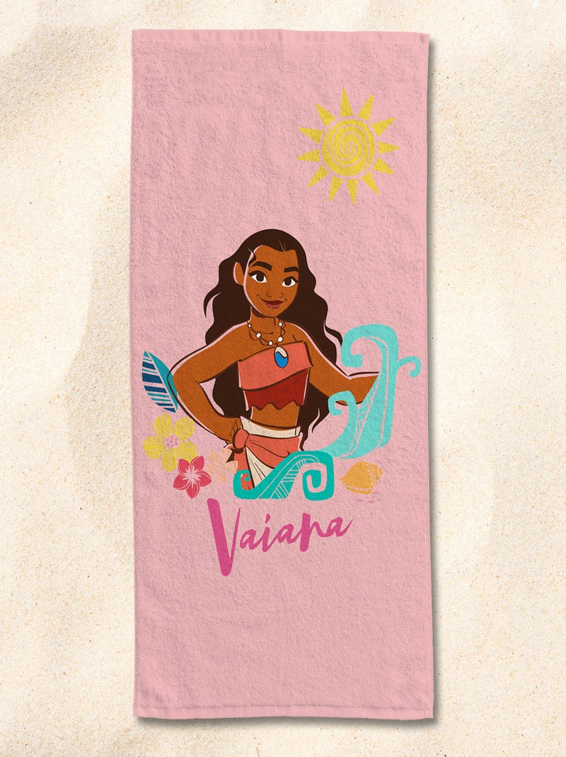 Serviette de plage Vaiana 75x150 cm - 100% Coton - Rose Rose - Kiabi