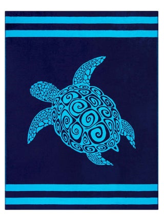 Serviette de plage XL éponge velours Jacquard Bleu 140x180 400g/m² - Paxos