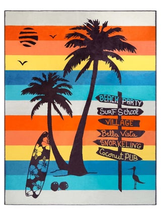 Serviette de plage XL éponge velours Jacquard Multicolore 140x180 400g/m² - Coconut Beach