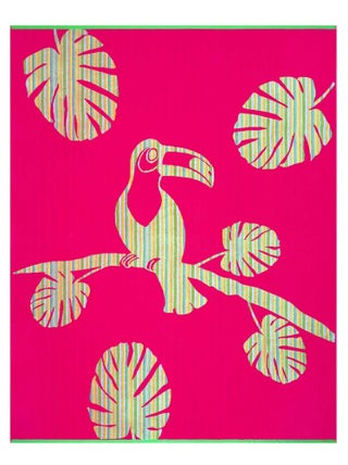 Serviette de plage XL éponge velours Jacquard Rose 140x180 400g/m² - Cadix