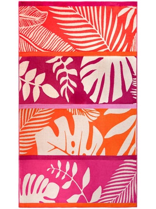 Serviette de plage XL éponge velours Jacquard Rose 140x180 400g/m² - Carlina