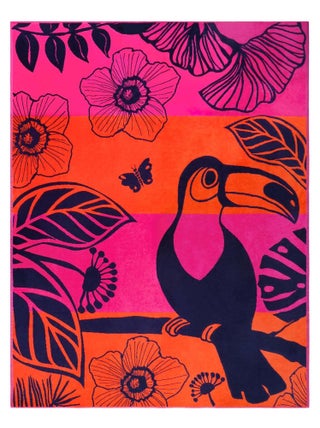 Serviette de plage XL éponge velours Jacquard Rose 140x180 400g/m² - Tropical Forest