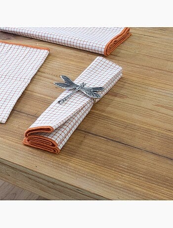 Serviette de table à carreaux en coton