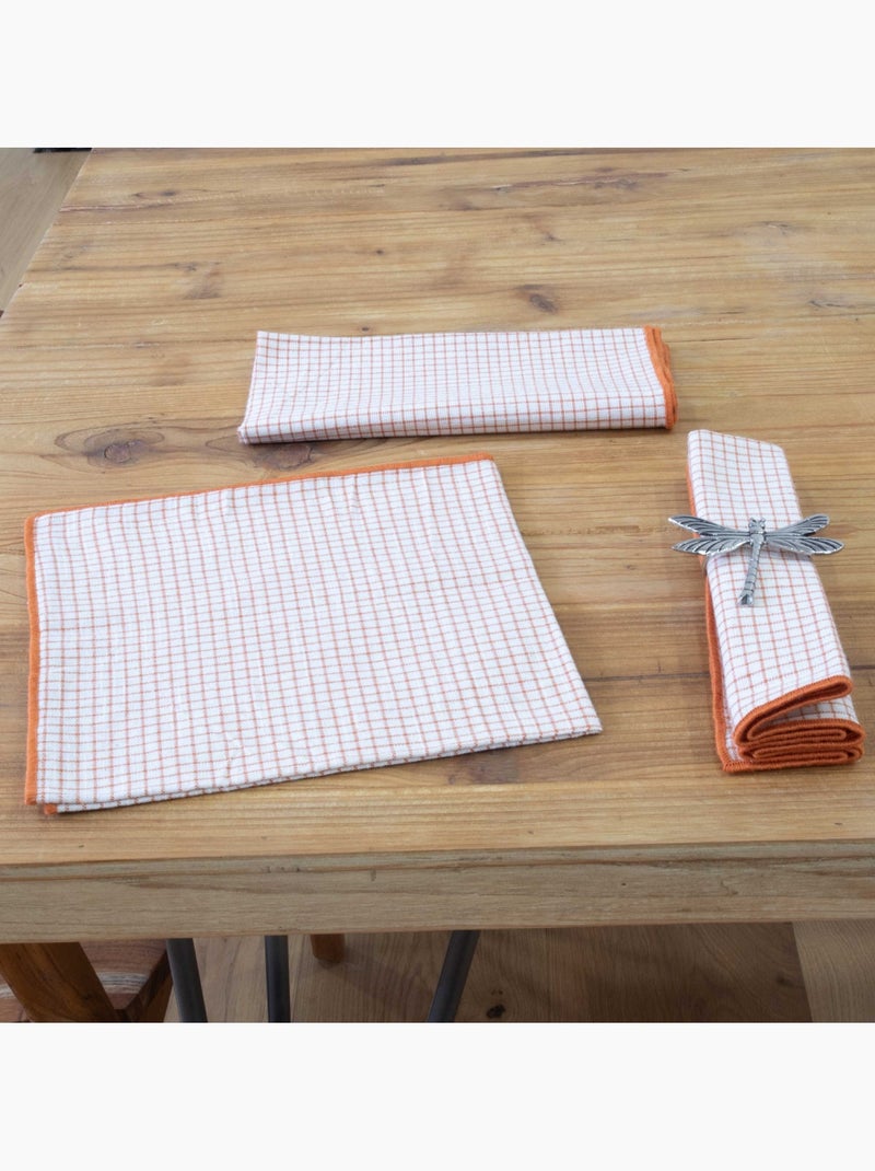 Serviette de table à carreaux en coton Brique - Kiabi