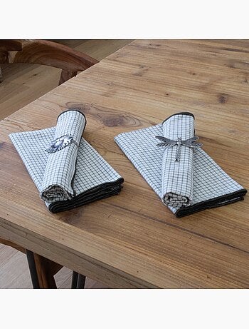 Serviette de table à carreaux en coton
