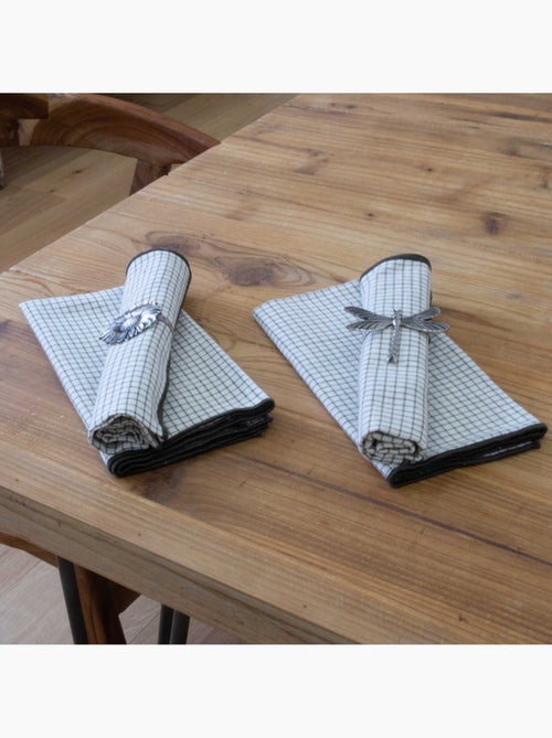 Serviette de table à carreaux en coton - Kiabi