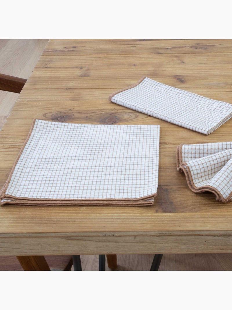 Serviette de table à carreaux en coton Marron foncé - Kiabi