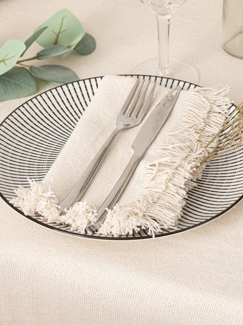 Serviette de table à franges x 2 - Kiabi