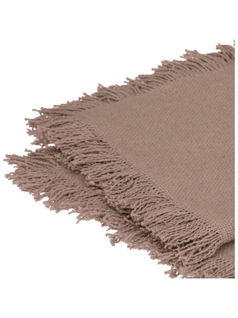 Serviette de table à franges x 2 Gris - Kiabi