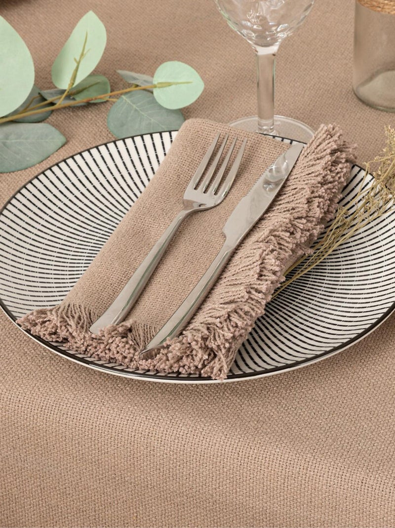 Serviette de table à franges x 2 Gris - Kiabi