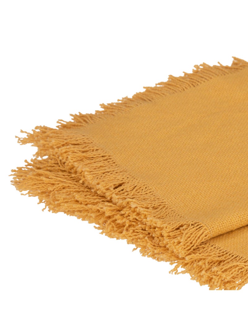 Serviette de table à franges x 2 Jaune or - Kiabi