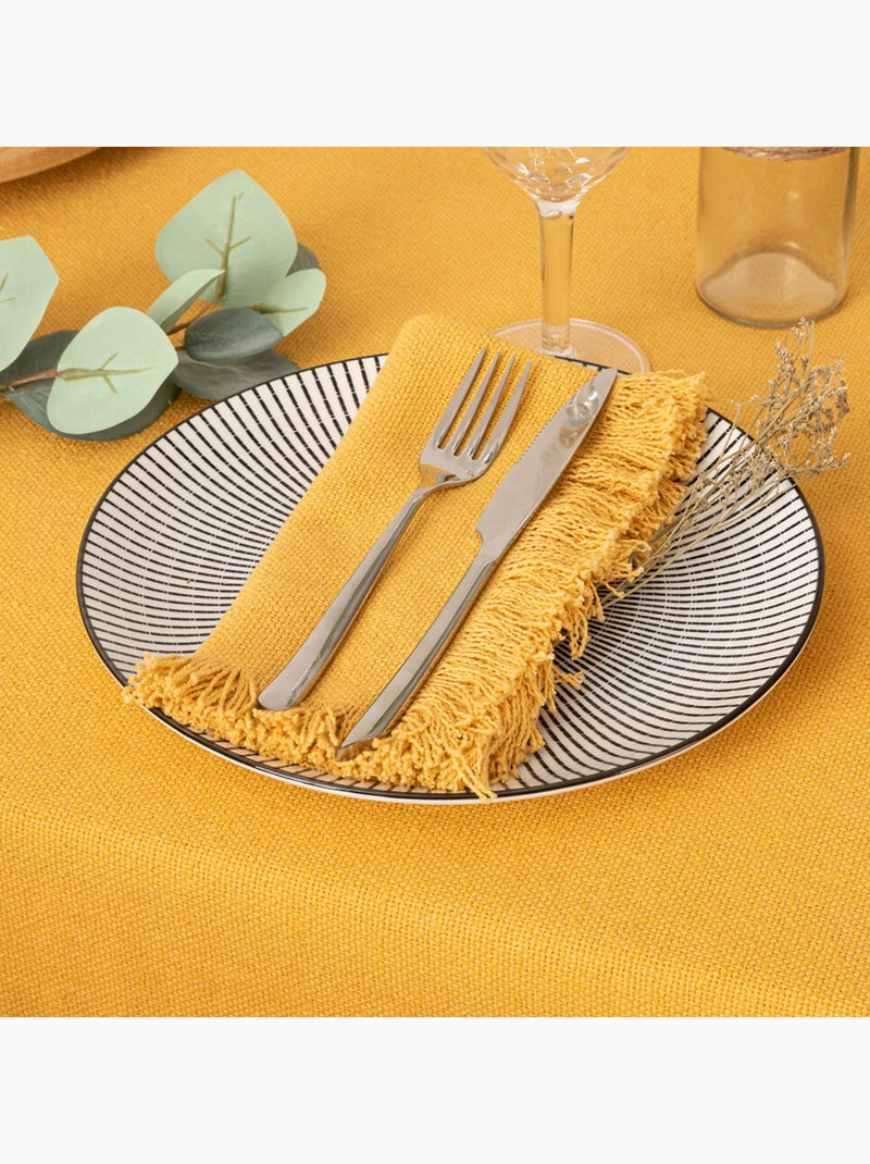 Serviette de table à franges x 2 Jaune or - Kiabi