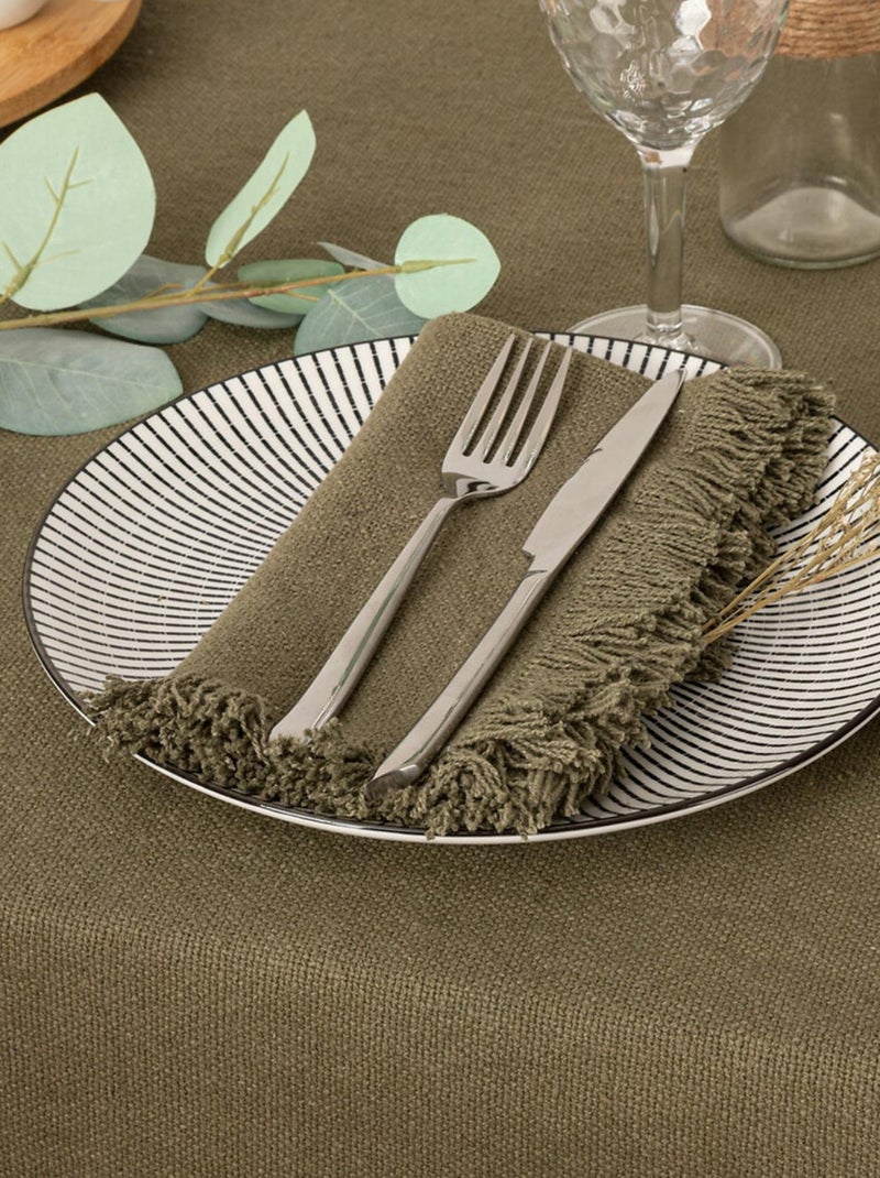 Serviette de table à franges x 2 Kaki - Kiabi