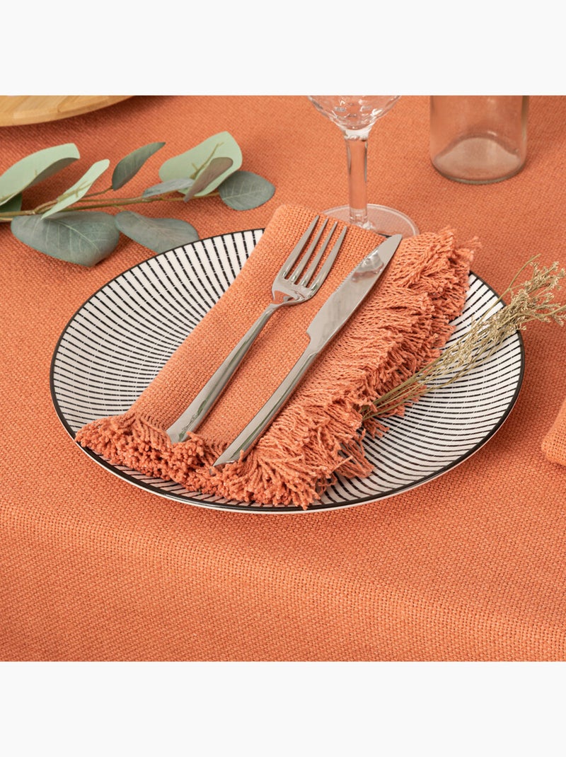 Serviette de table à franges x 2 Terracotta - Kiabi