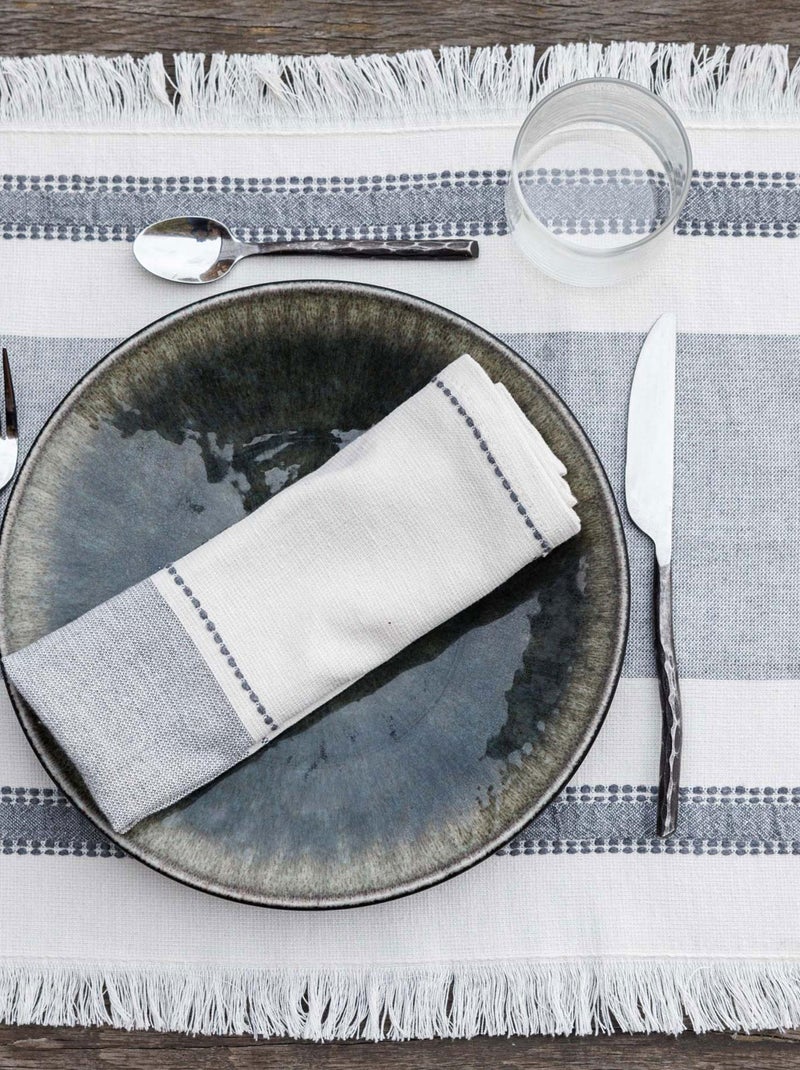 Serviette de table AKSEL en polycoton gris anthracite - Kiabi