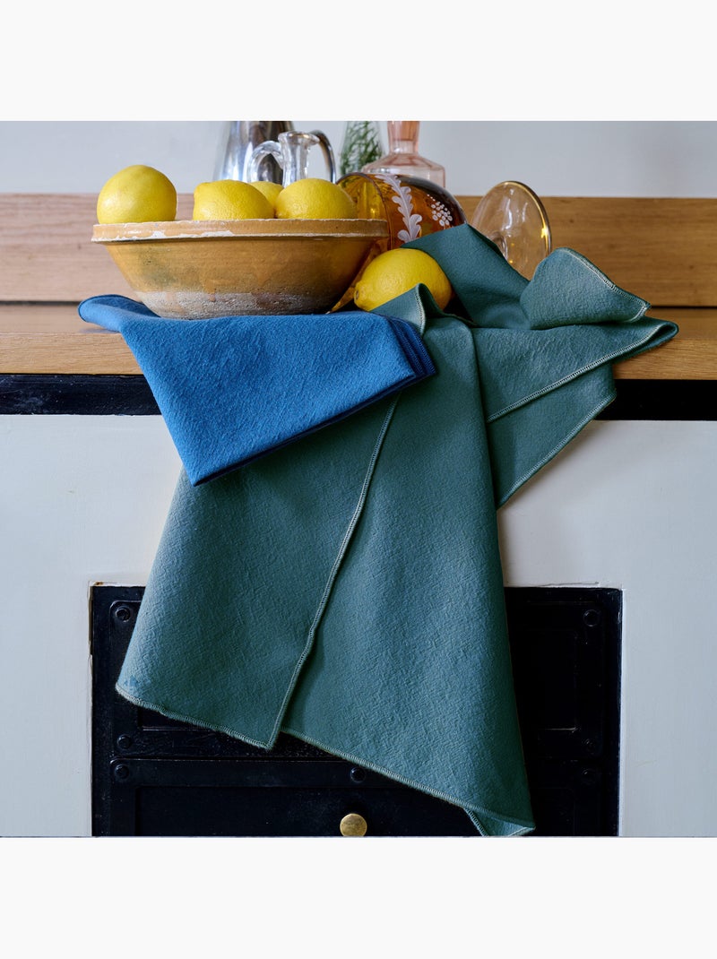 Serviette de table en coton HONO Bleu canard - Kiabi
