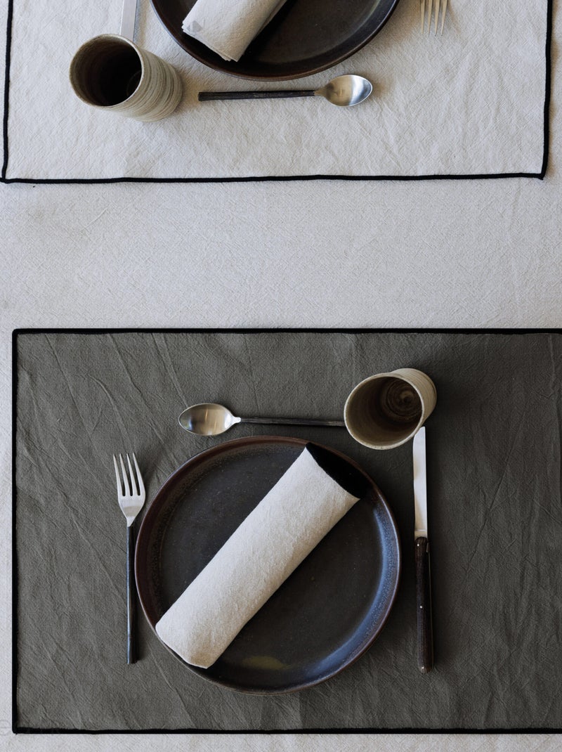 Serviette de table en coton HONO gris anthracite - Kiabi
