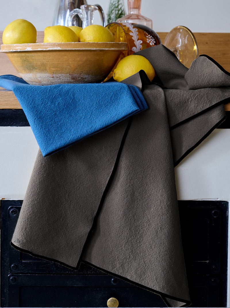 Serviette de table en coton HONO Noir mat - Kiabi