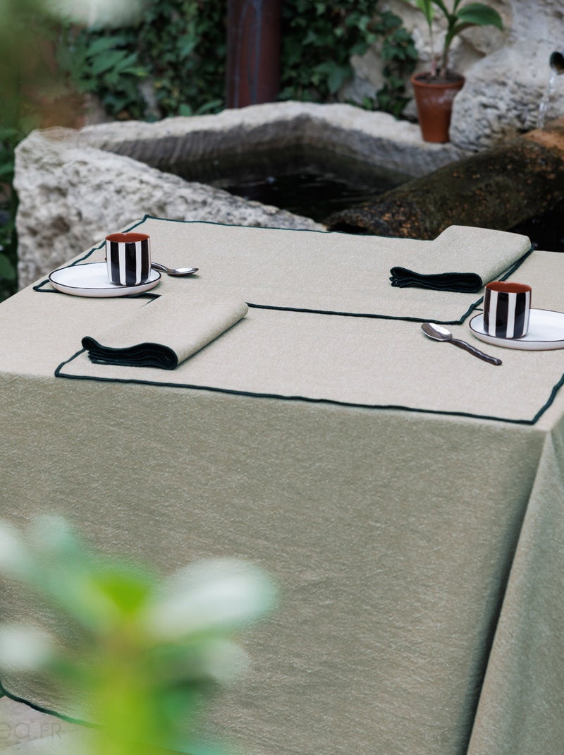 Serviette de table en coton HONO Vert anis - Kiabi