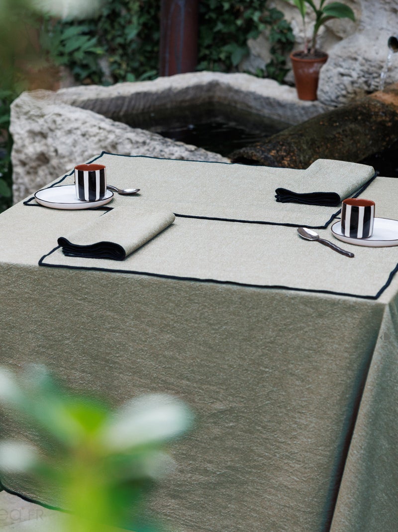 Serviette de table en coton HONO Vert émeraude - Kiabi