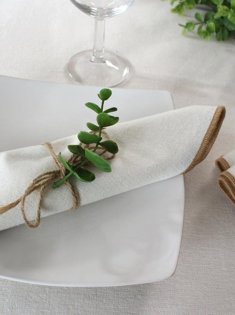 Serviette de table unie et bourdonnée Ecru - Kiabi