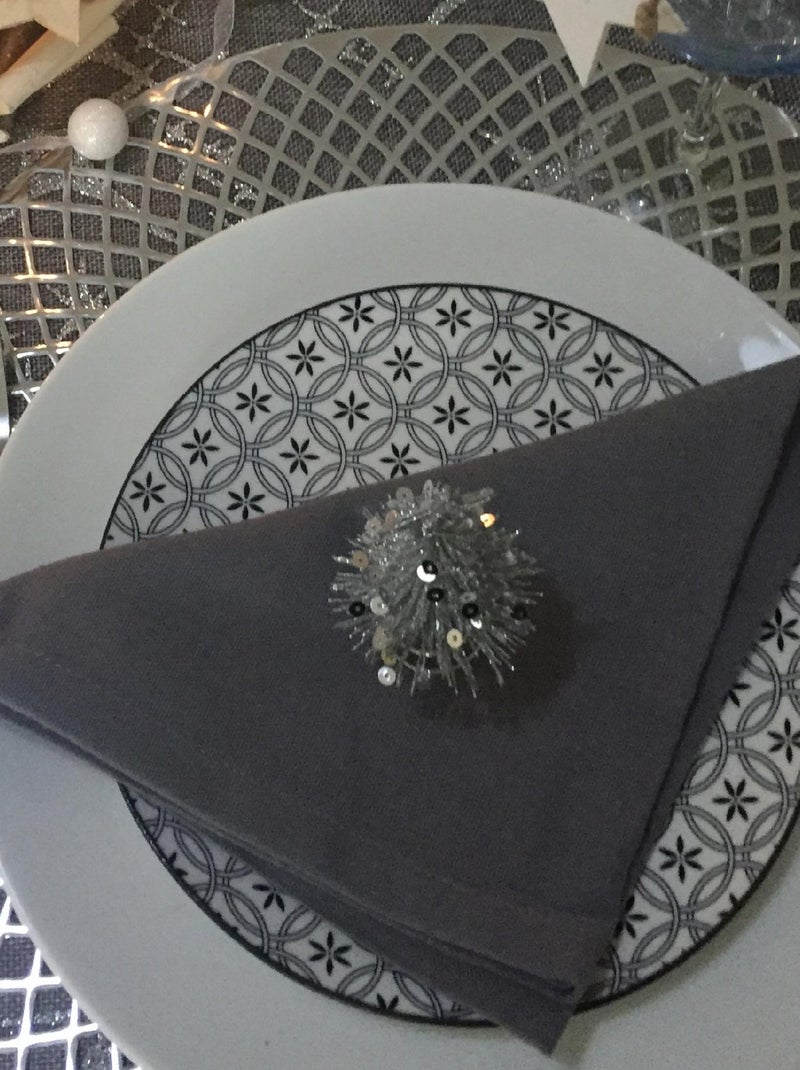 Serviette de table unie et colorée gris anthracite - Kiabi