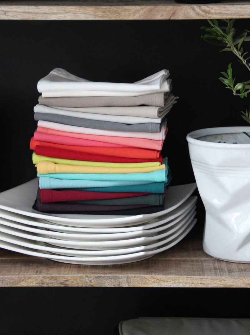 Serviette de table unie et colorée Rose clair - Kiabi