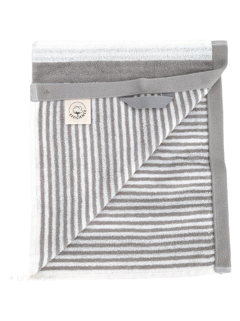 Serviette de toilette collection EFFICIENCE STRIPES Gris perle - Kiabi