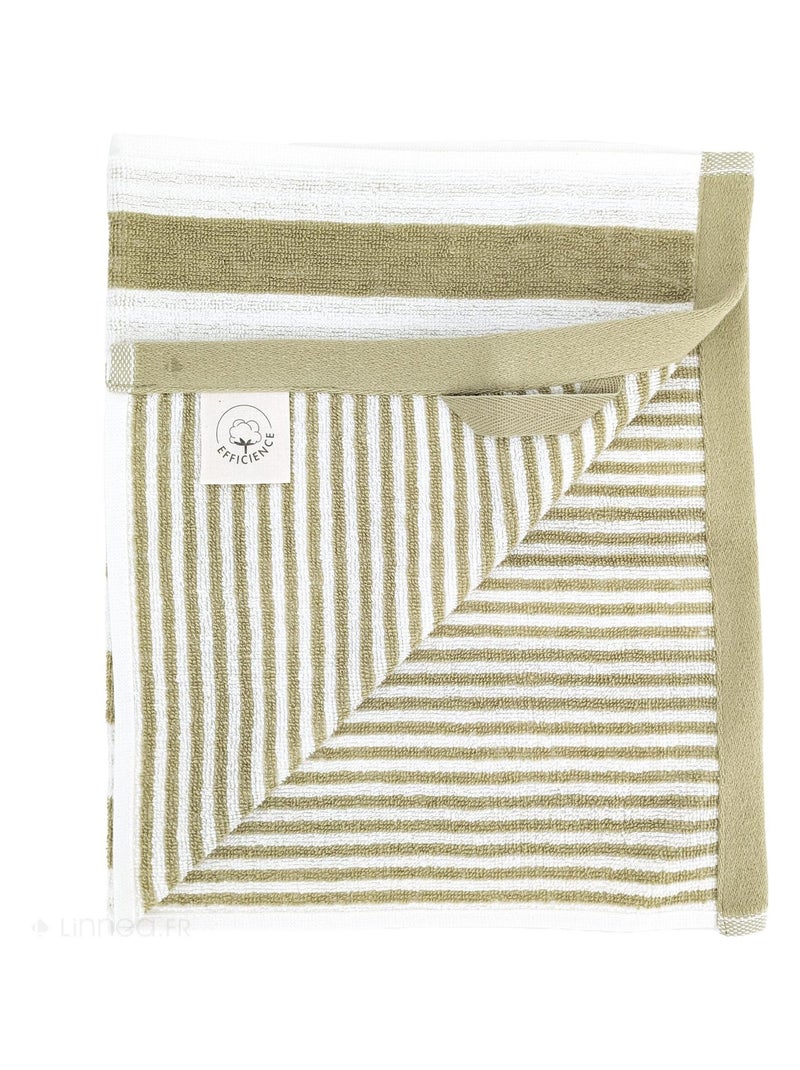Serviette de toilette collection EFFICIENCE STRIPES Vert olive - Kiabi