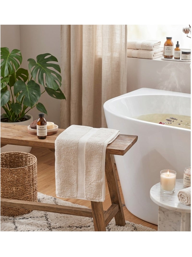 Serviette de toilette collection elegante Sable - Kiabi