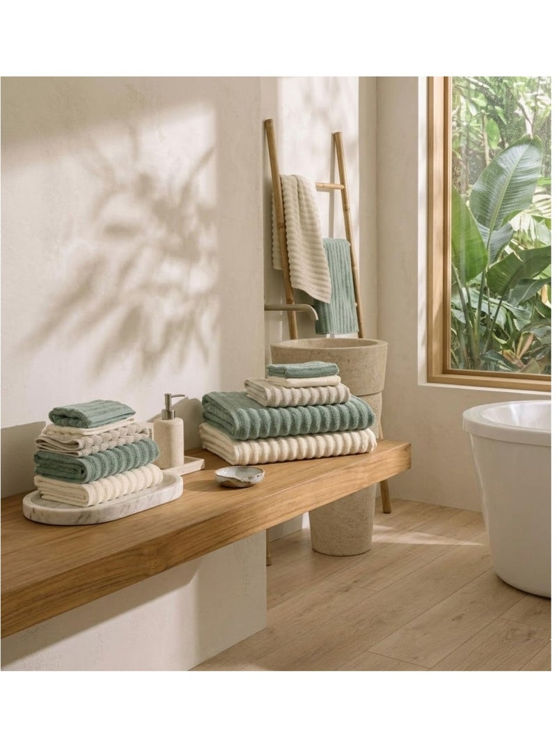 Serviette de toilette Collection Maia Vert Sauge - Kiabi